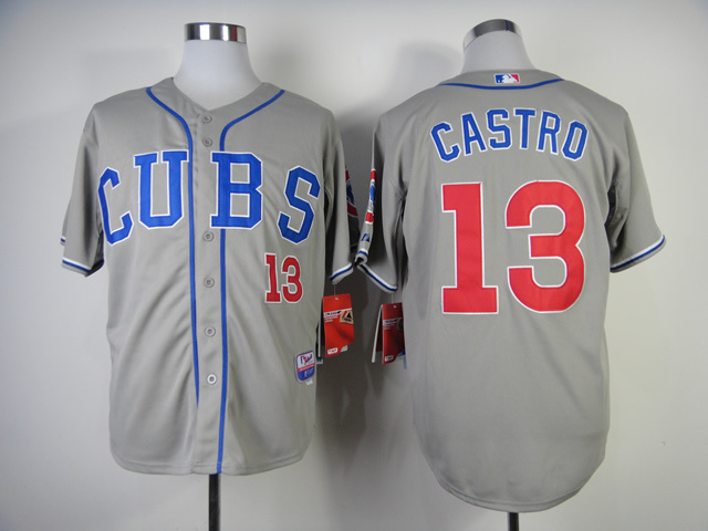 Men Chicago Cubs 13 Castro Grey MLB Jerseys